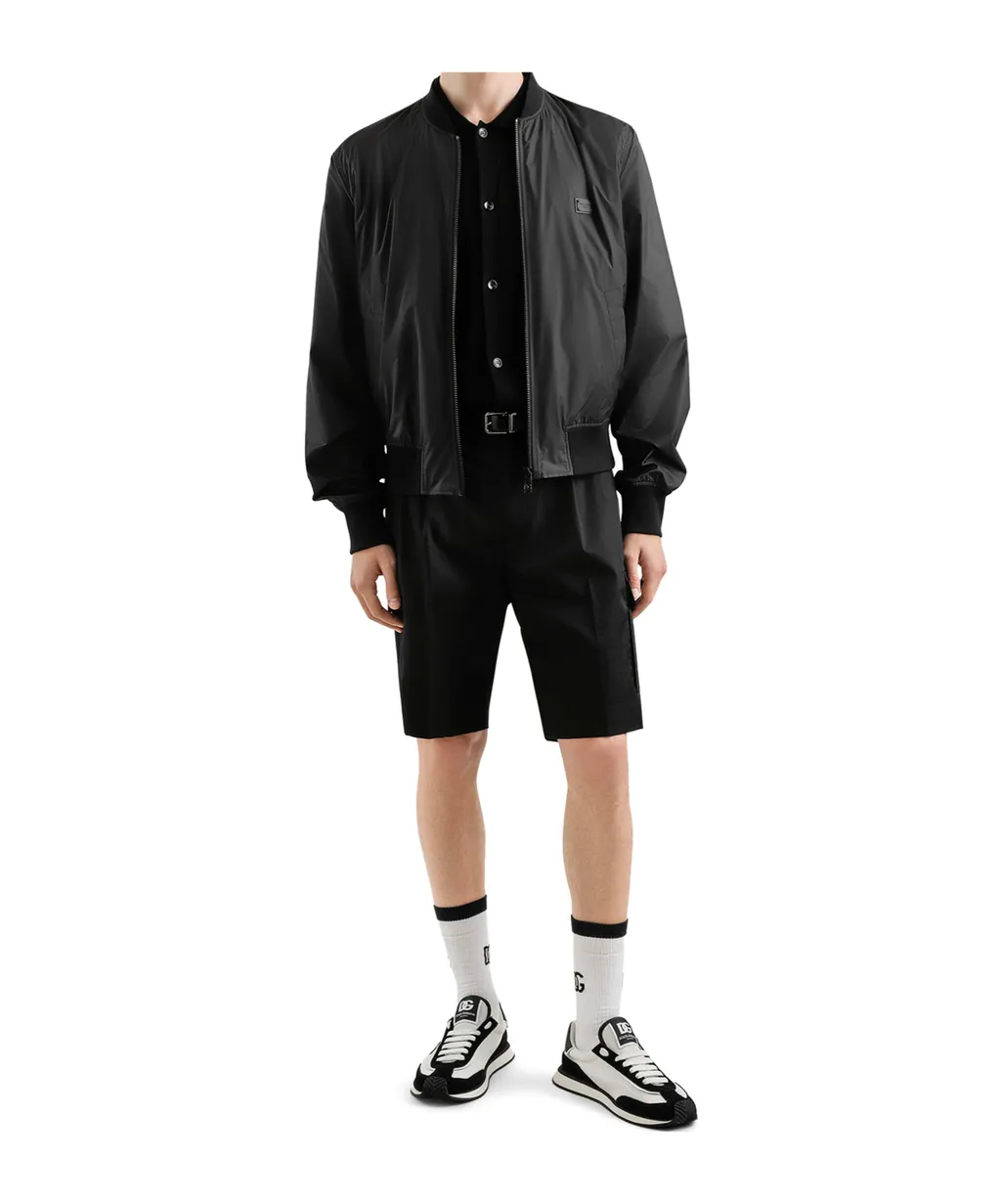 Logo Tag Zipped Bomber Jacket