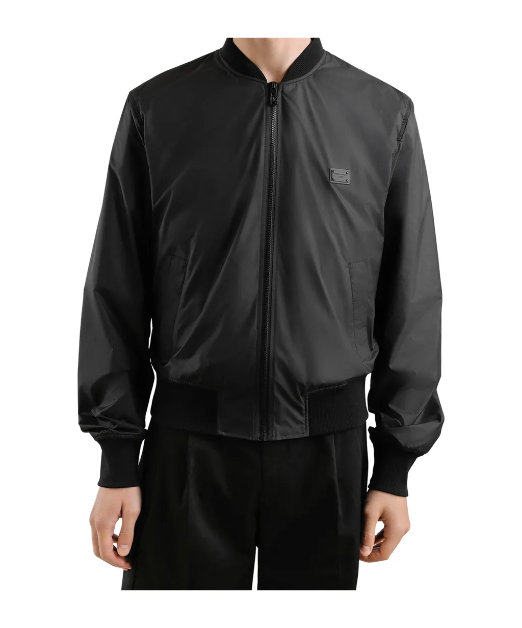 Logo Tag Zipped Bomber Jacket