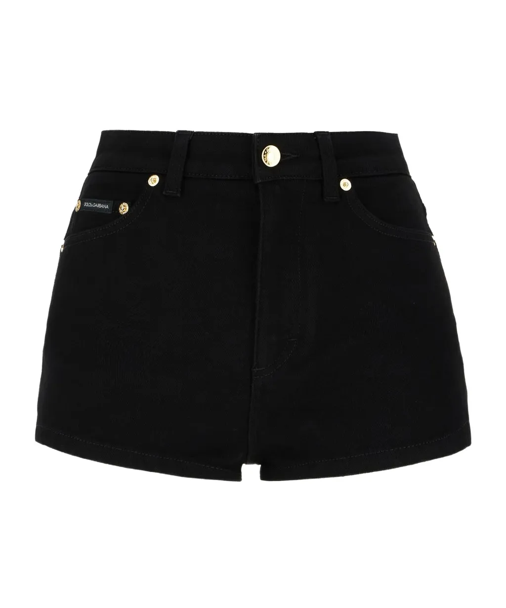 Logo Plaque Denim Shorts