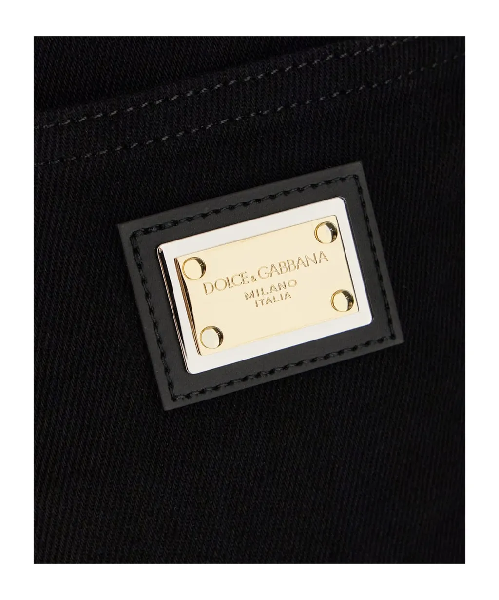Logo Plaque Denim Shorts