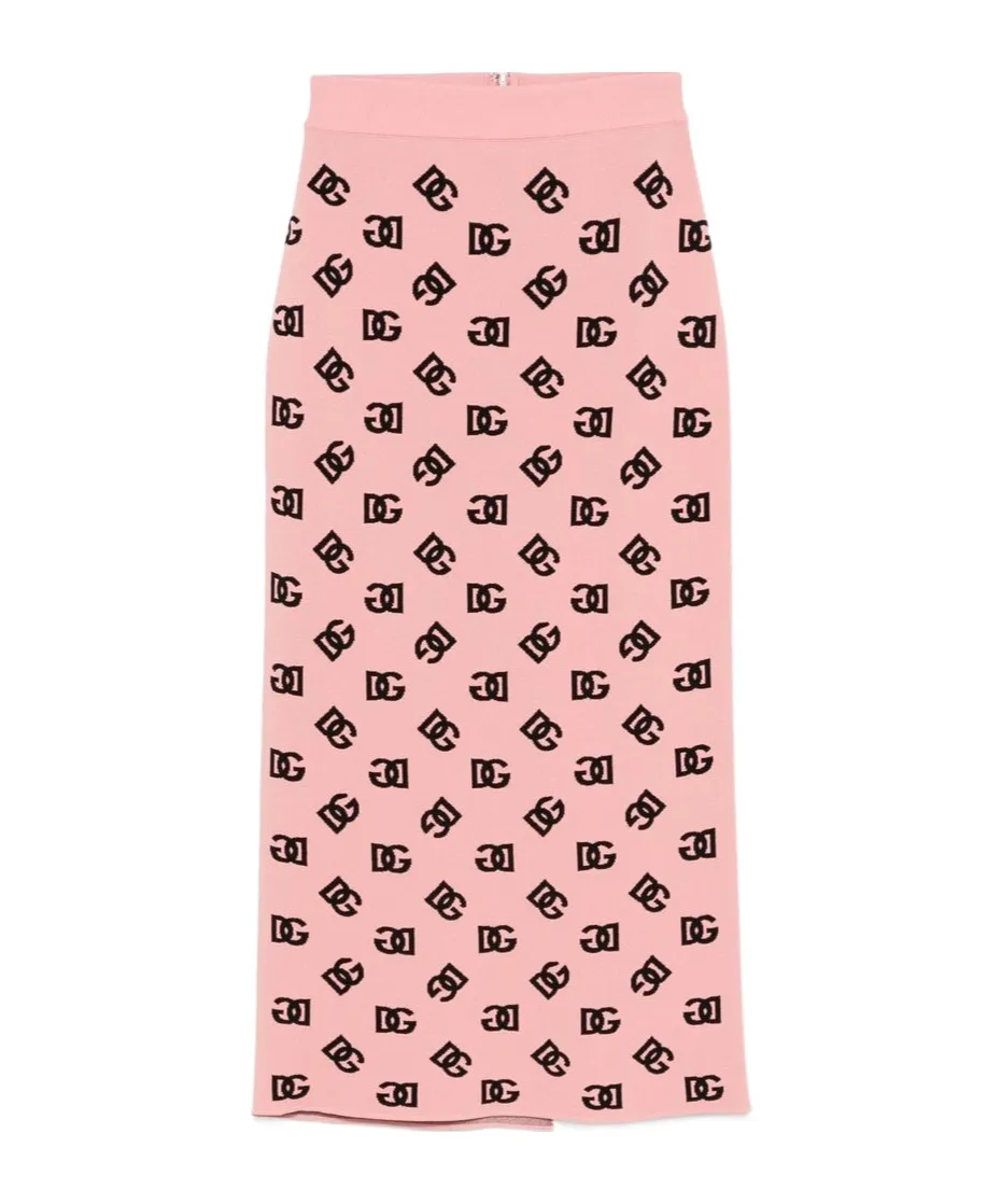 Dg Logo Jacquard Midi Pencil Skirt