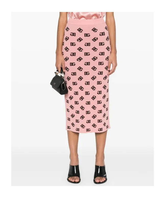 Dg Logo Jacquard Midi Pencil Skirt