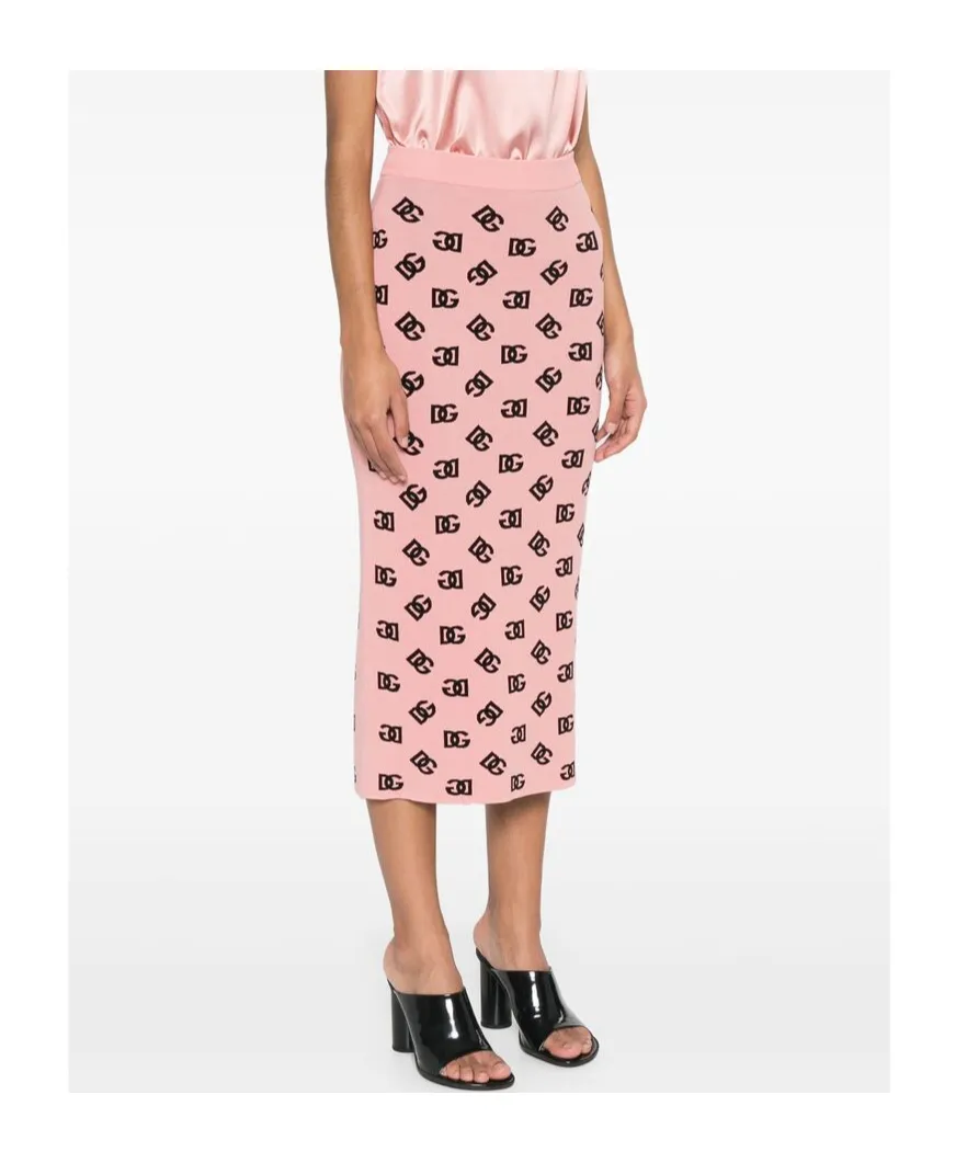 Dg Logo Jacquard Midi Pencil Skirt