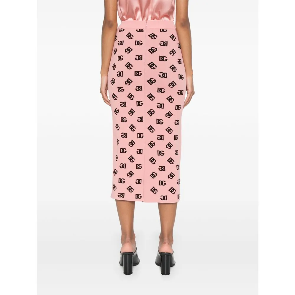 Dg Logo Jacquard Midi Pencil Skirt