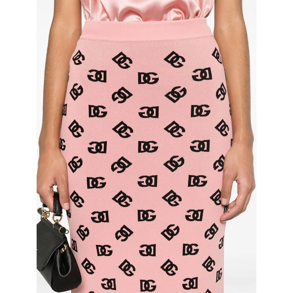 Dg Logo Jacquard Midi Pencil Skirt