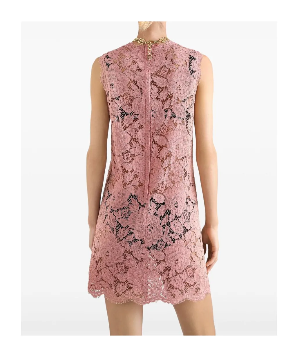 A-Line Sleeveless Mini Lace Dress