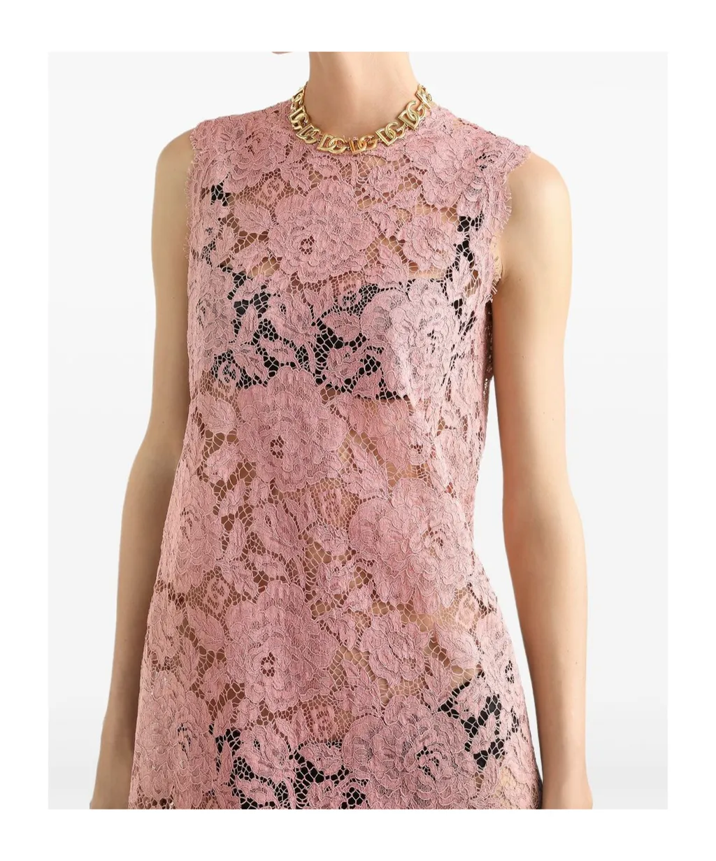 A-Line Sleeveless Mini Lace Dress