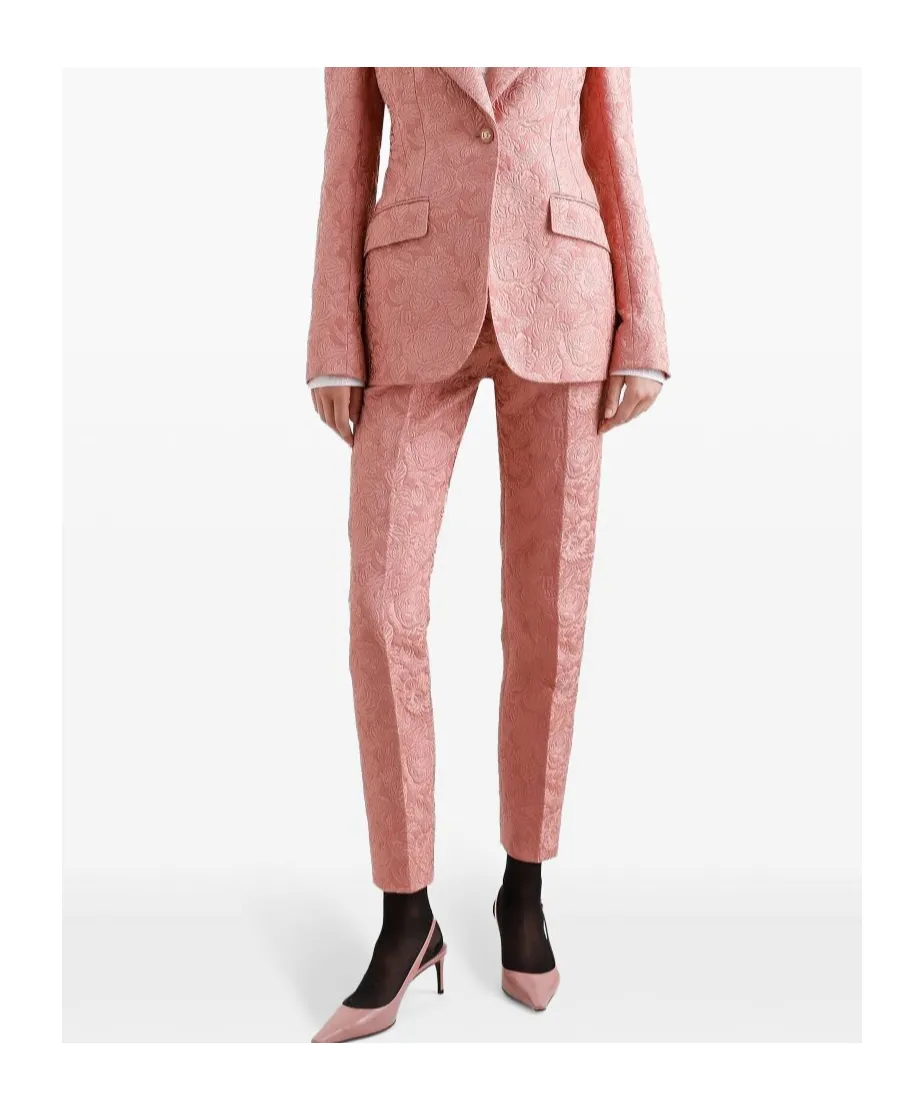 Tailored Quilted Floral Jacquard Pants