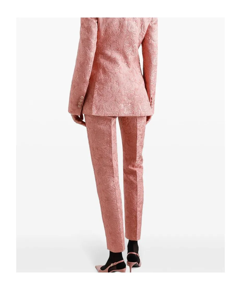 Tailored Quilted Floral Jacquard Pants