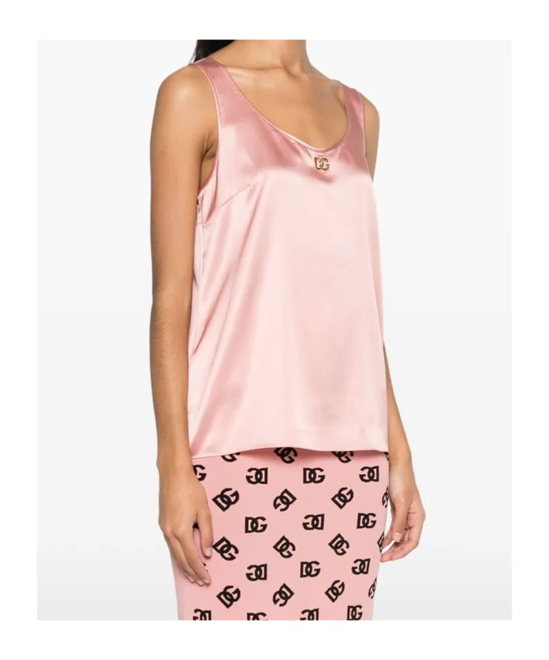 Dg Logo Pin Satin Tank Top