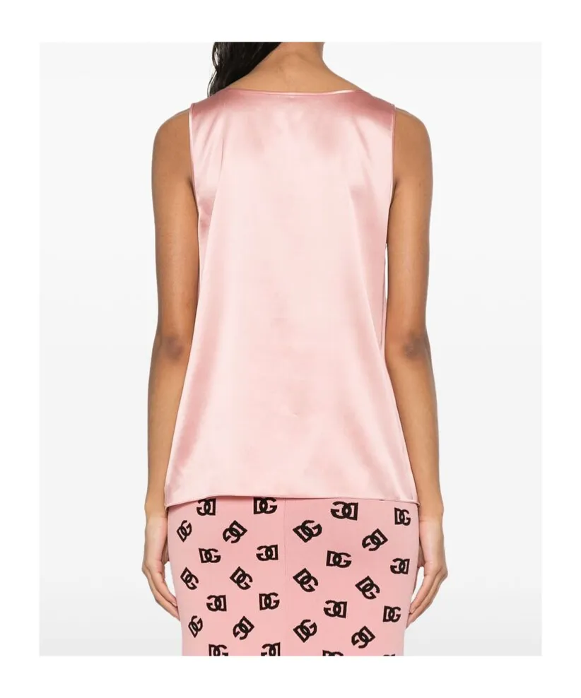 Dg Logo Pin Satin Tank Top