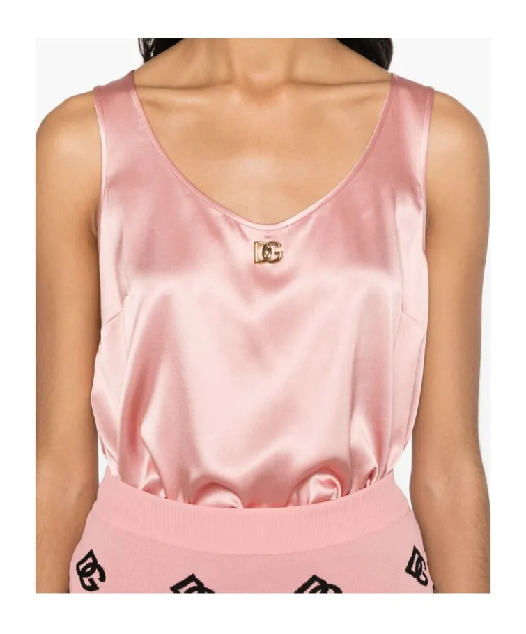 Dg Logo Pin Satin Tank Top