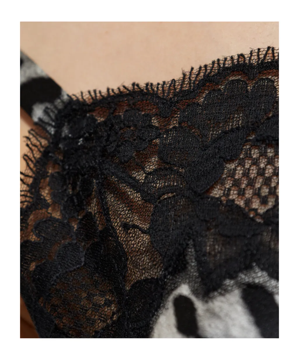 Leopard Printed Lace Detailed Camisole