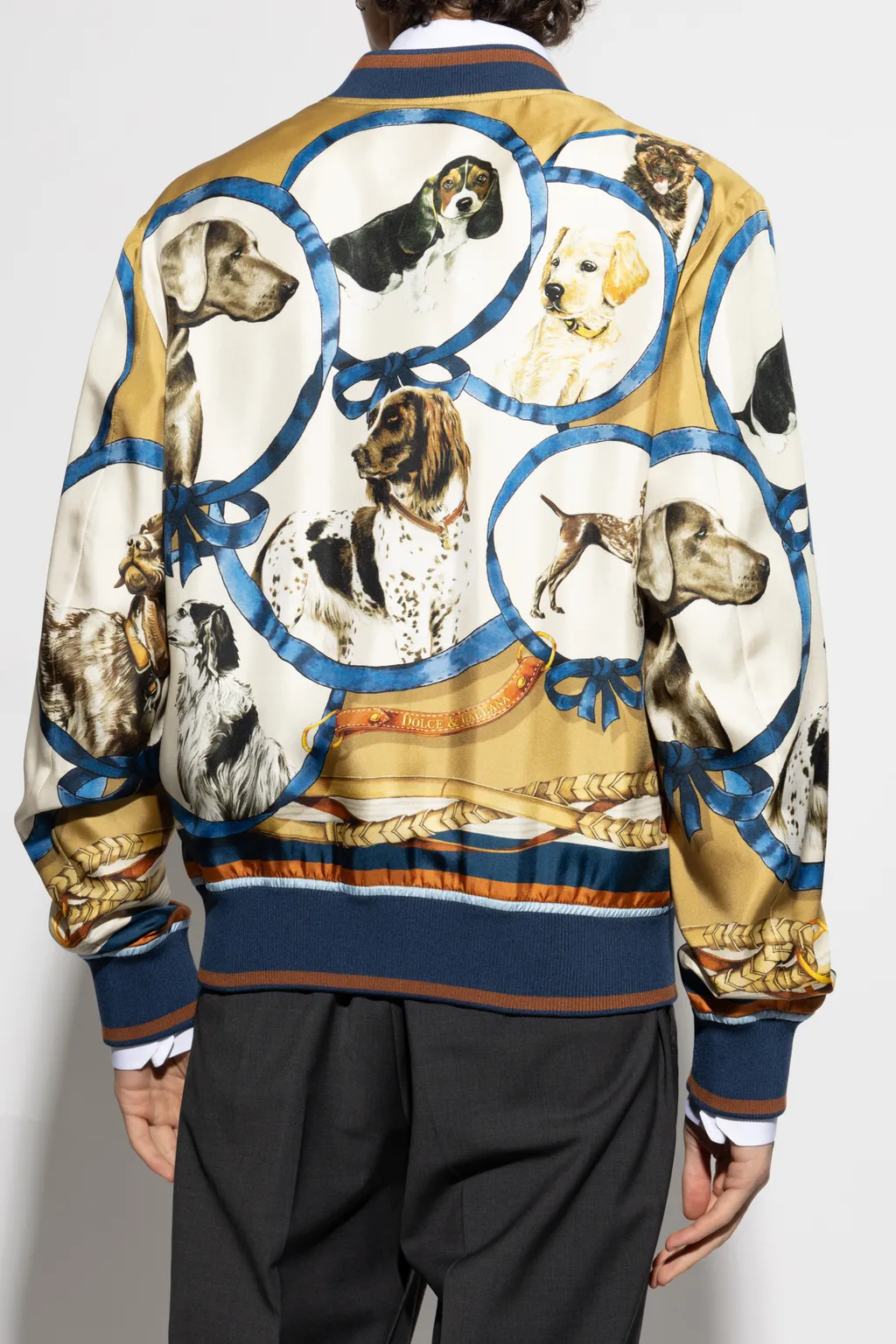 Dogs Printed Zipped Bomber Jacket