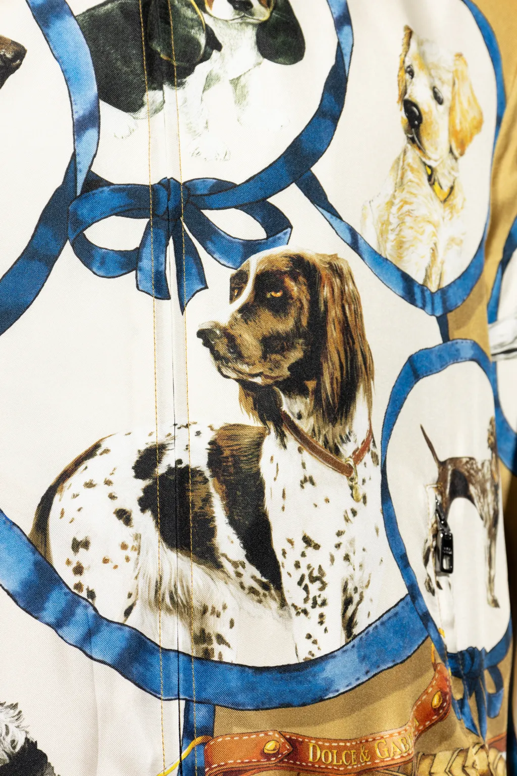 Dogs Printed Zipped Bomber Jacket