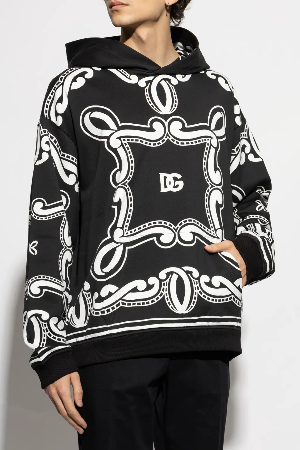 Bandana Printed Drop Shoulder Hoodie