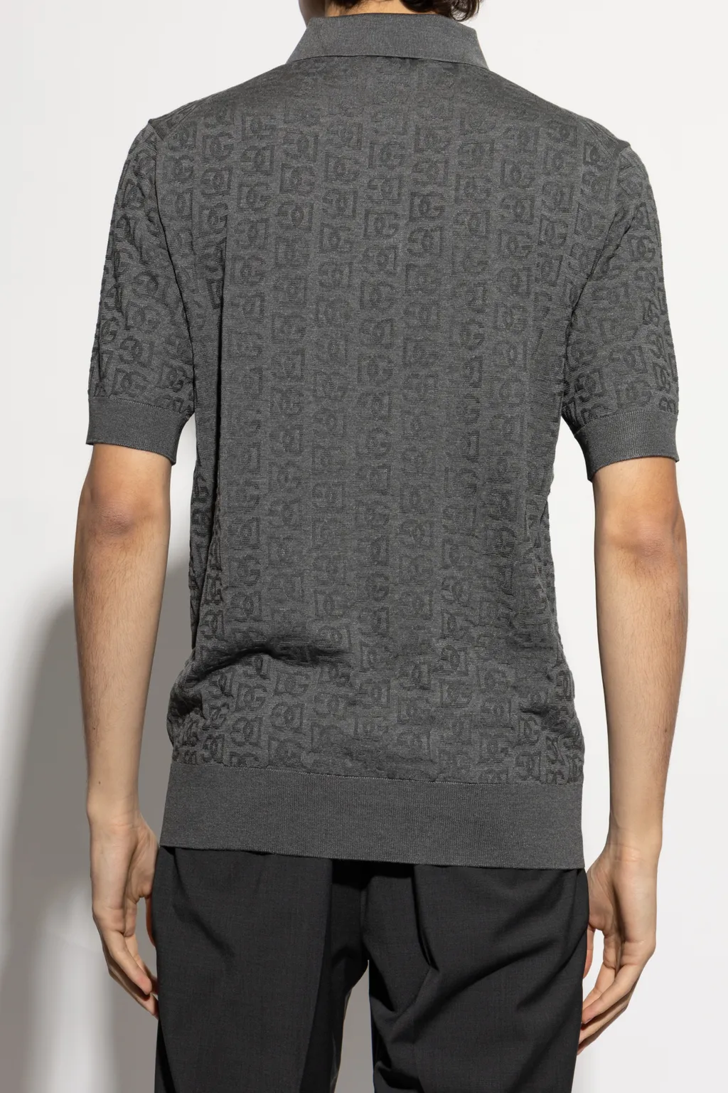 Dg Logo Jacquard Knitted Polo Shirt