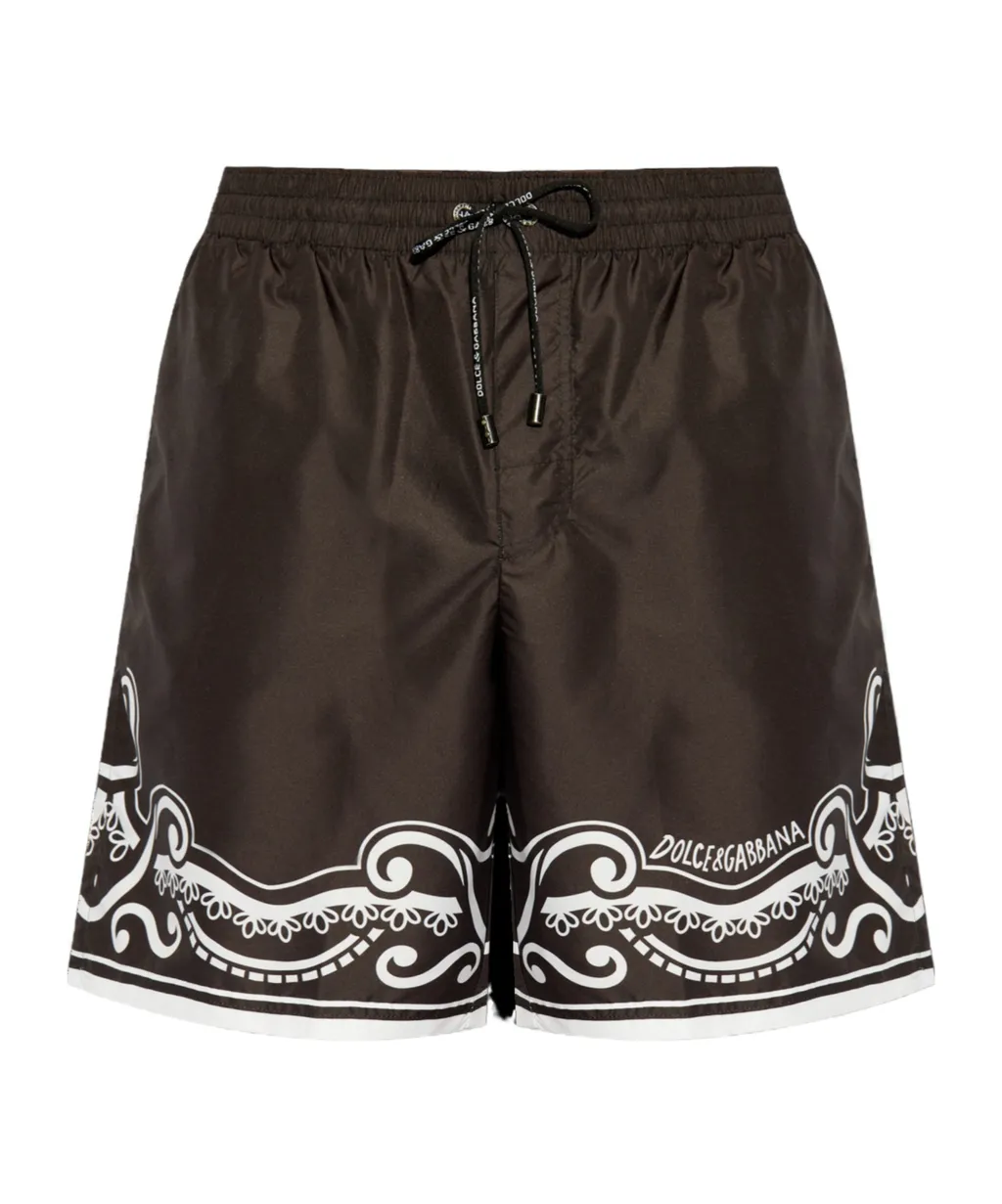 Bandanna Printed Mid-Length Swim Trunks