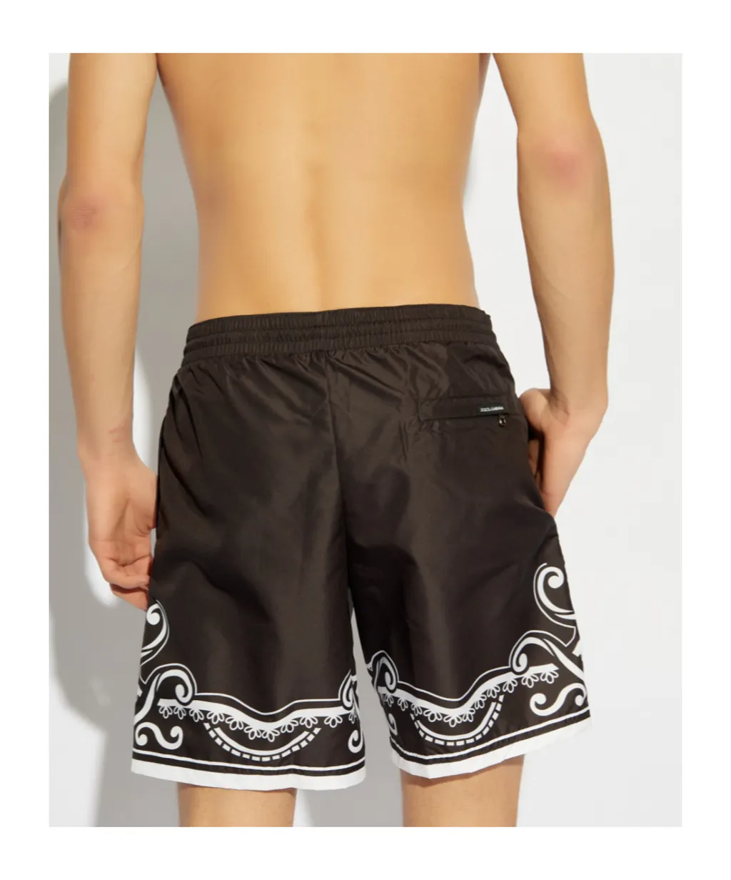 Bandanna Printed Mid-Length Swim Trunks