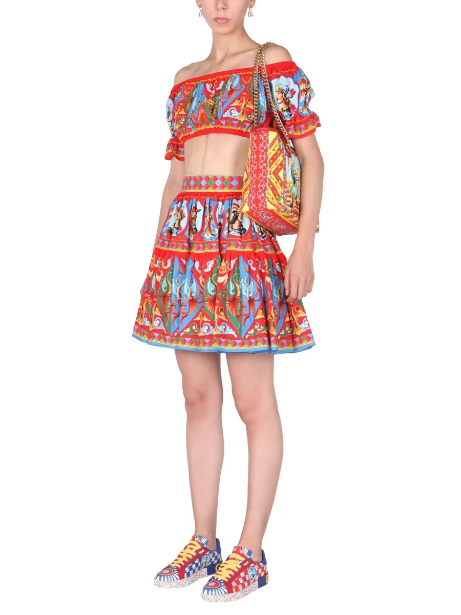 Carretto Print Off-Shoulder Top