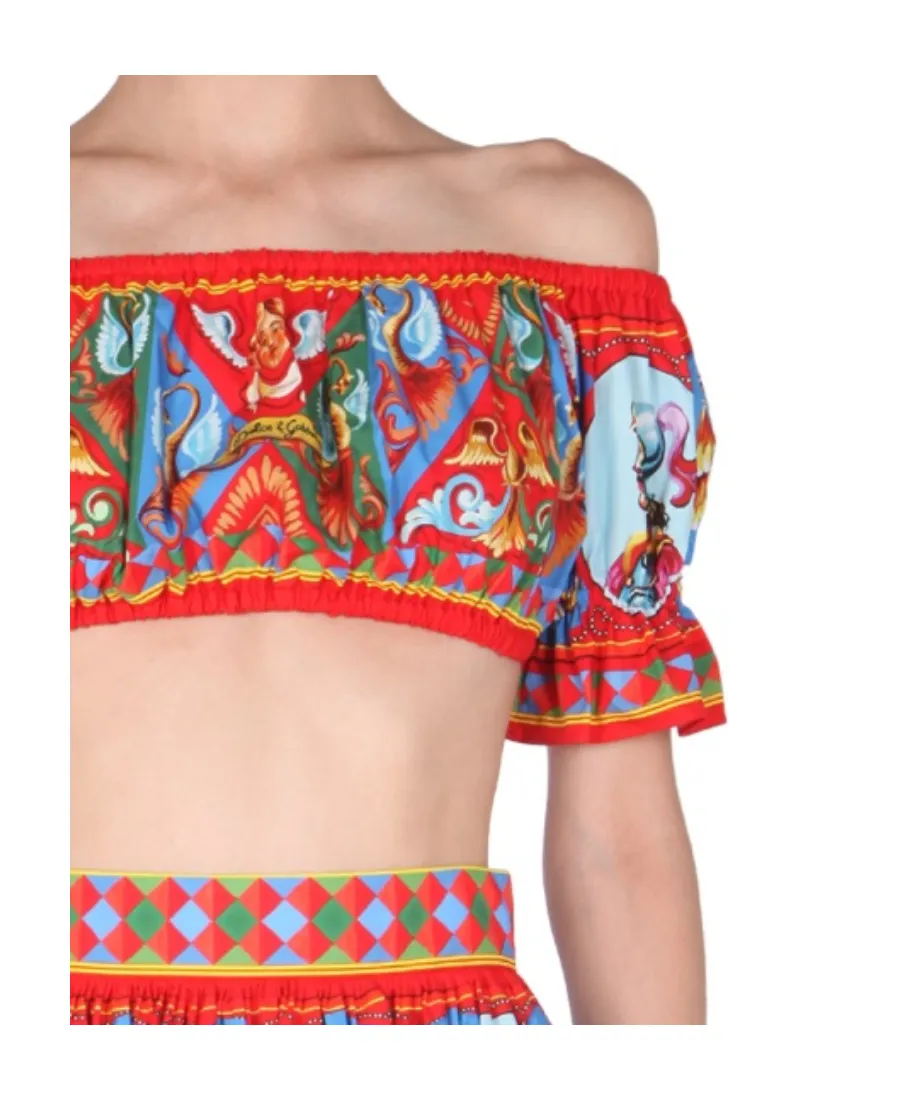 Carretto Print Off-Shoulder Top