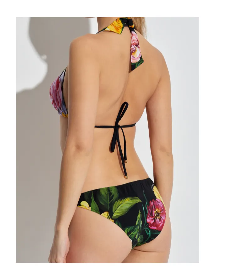 Floral Motif Two-Piece Swimsuit