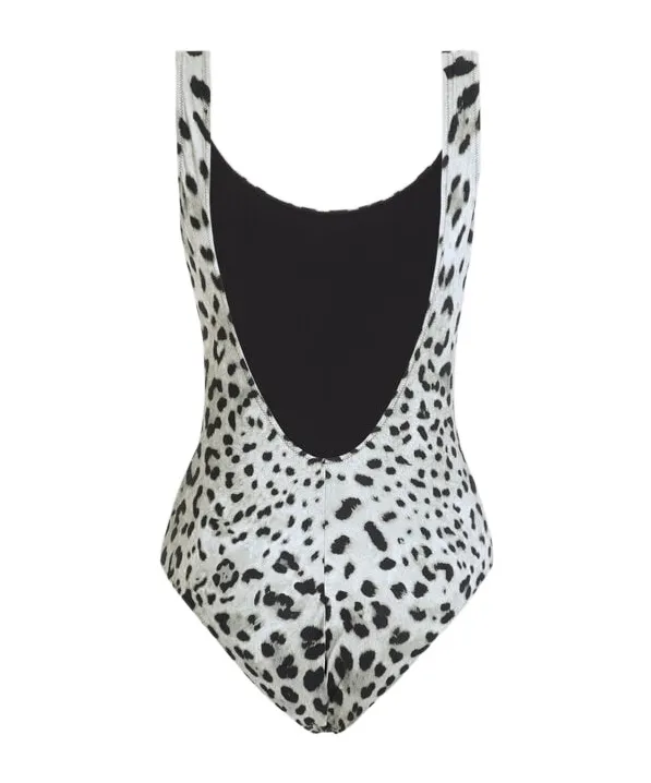 Leopard-Printed Scoop Neck Swimsuit