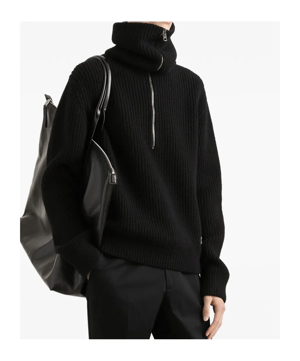 Logo Tag Half-Zipped Cardigan