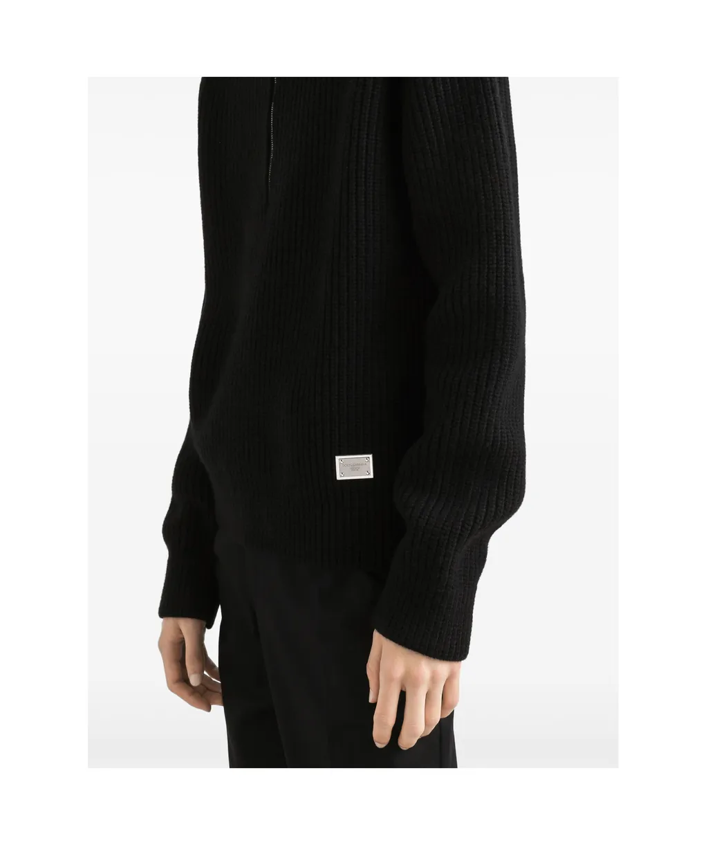 Logo Tag Half-Zipped Cardigan