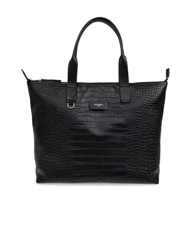 Logo Patch Embossed Tote Bag