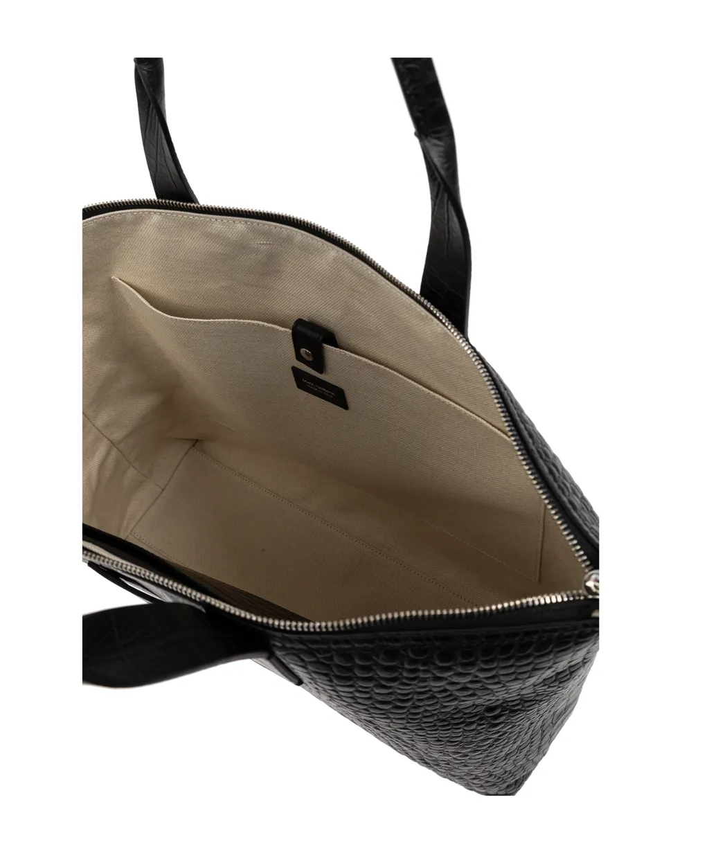 Logo Patch Embossed Tote Bag