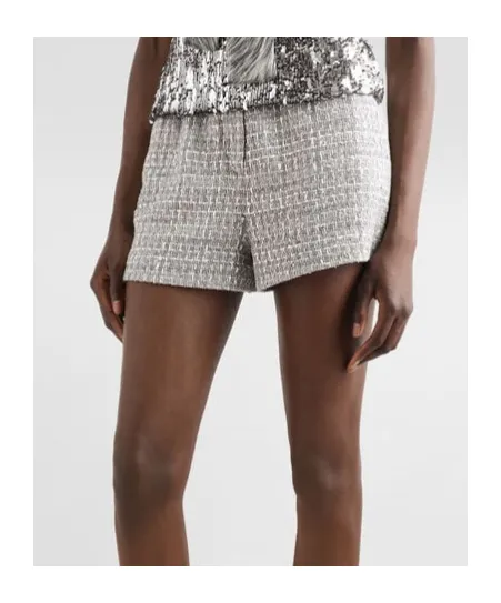 High-Waist Tweed Shorts