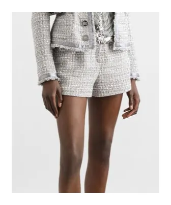 High-Waist Tweed Shorts
