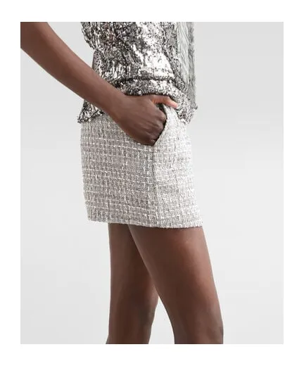 High-Waist Tweed Shorts