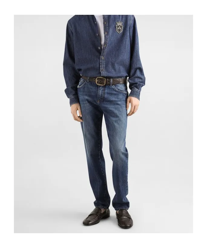 Logo Embroidered Slim-Fit Jeans