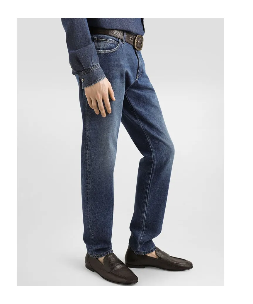 Logo Embroidered Slim-Fit Jeans