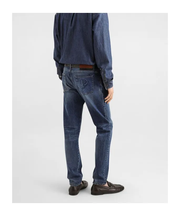 Logo Embroidered Slim-Fit Jeans
