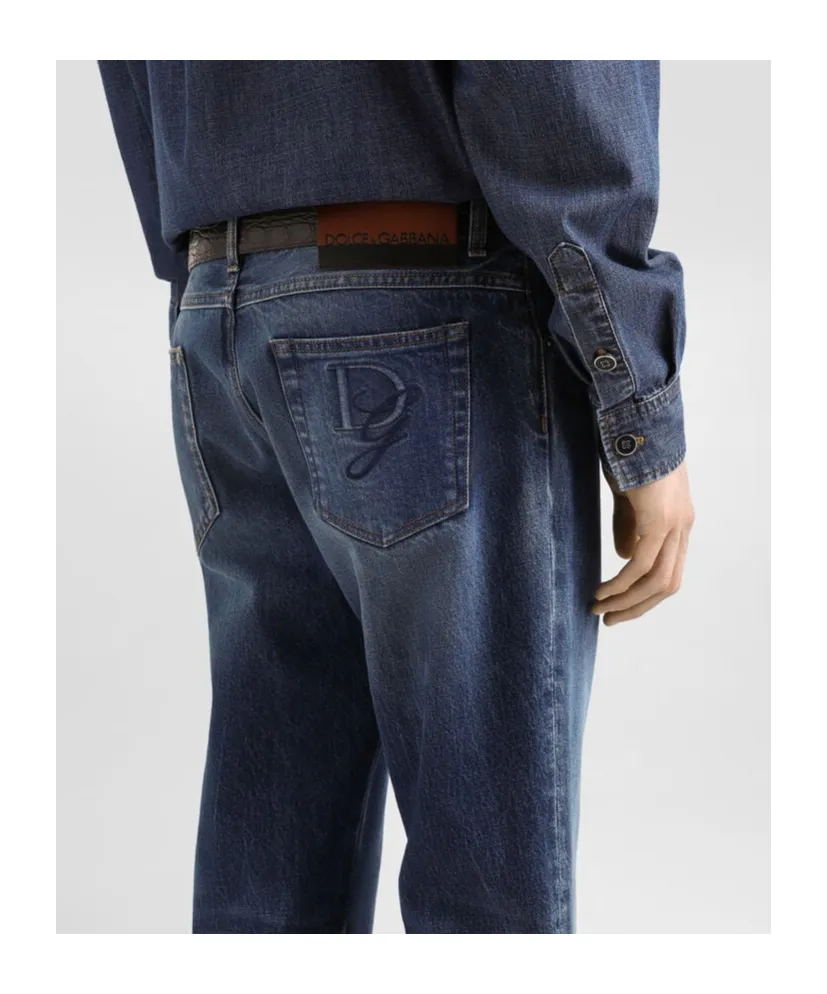 Logo Embroidered Slim-Fit Jeans