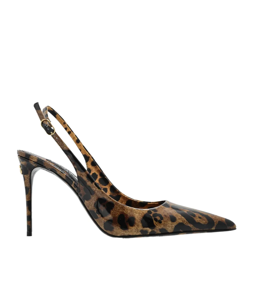 Leopard-Printed Slingback Pumps
