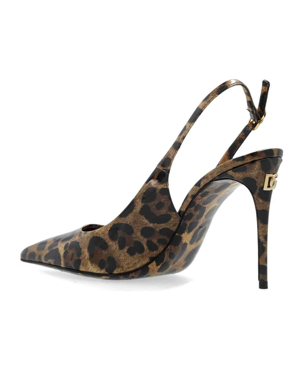 Leopard-Printed Slingback Pumps