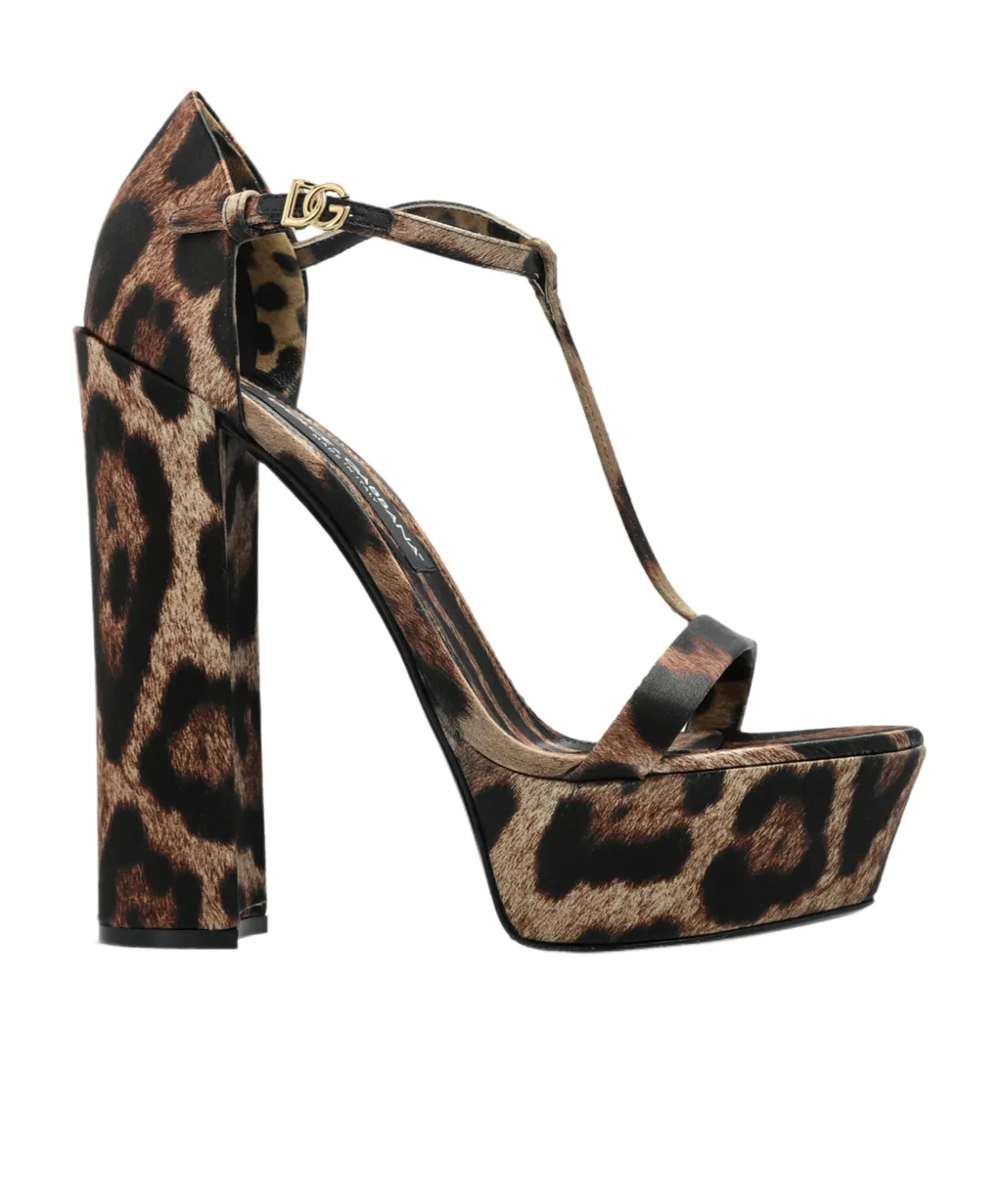 Leopard-Printed Heeled Sandals