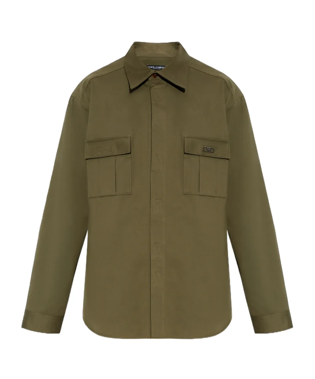 Logo Plaque Curved Hem Shirt