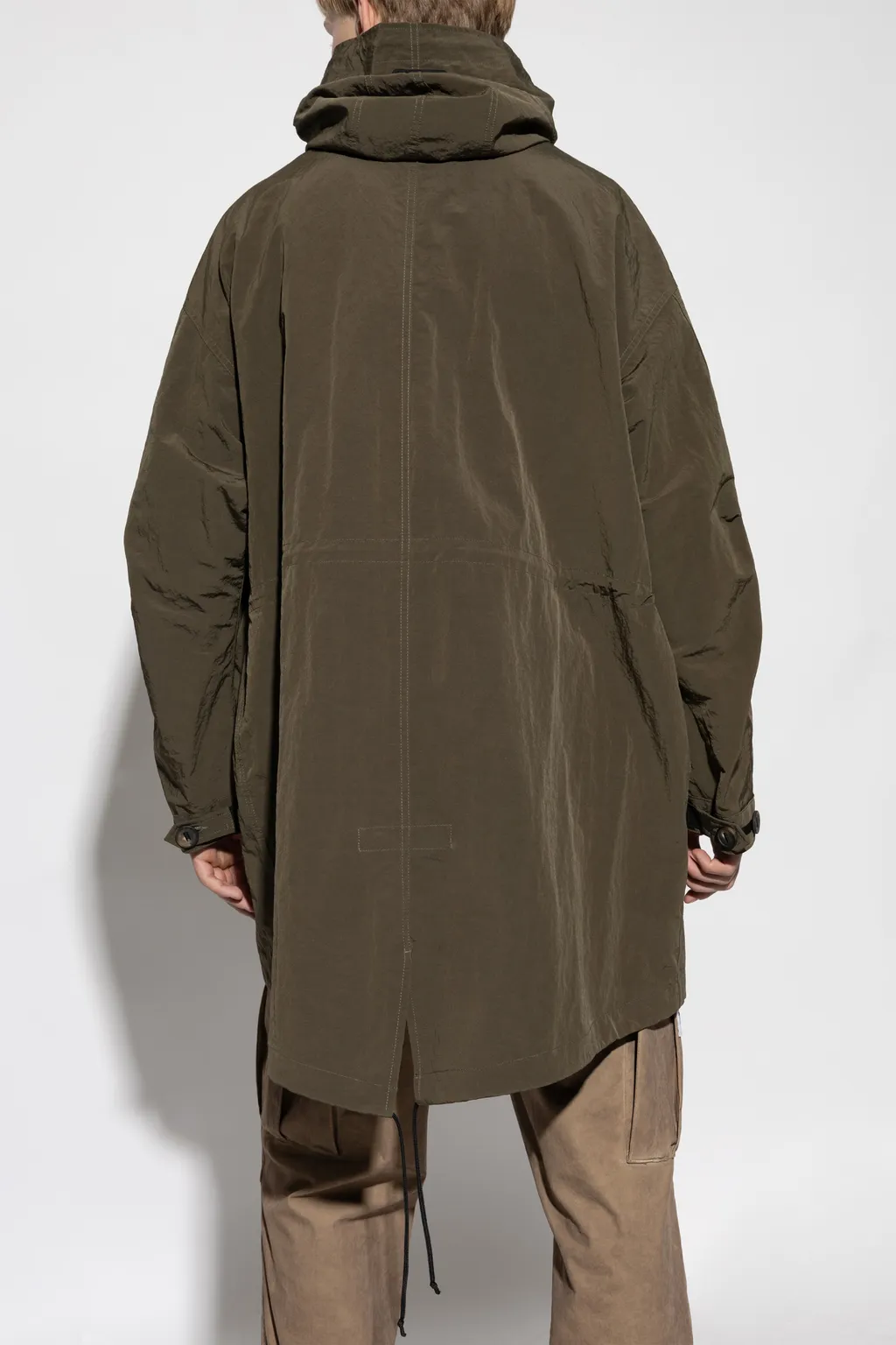 Logo Tag Drawstring Hooded Parka