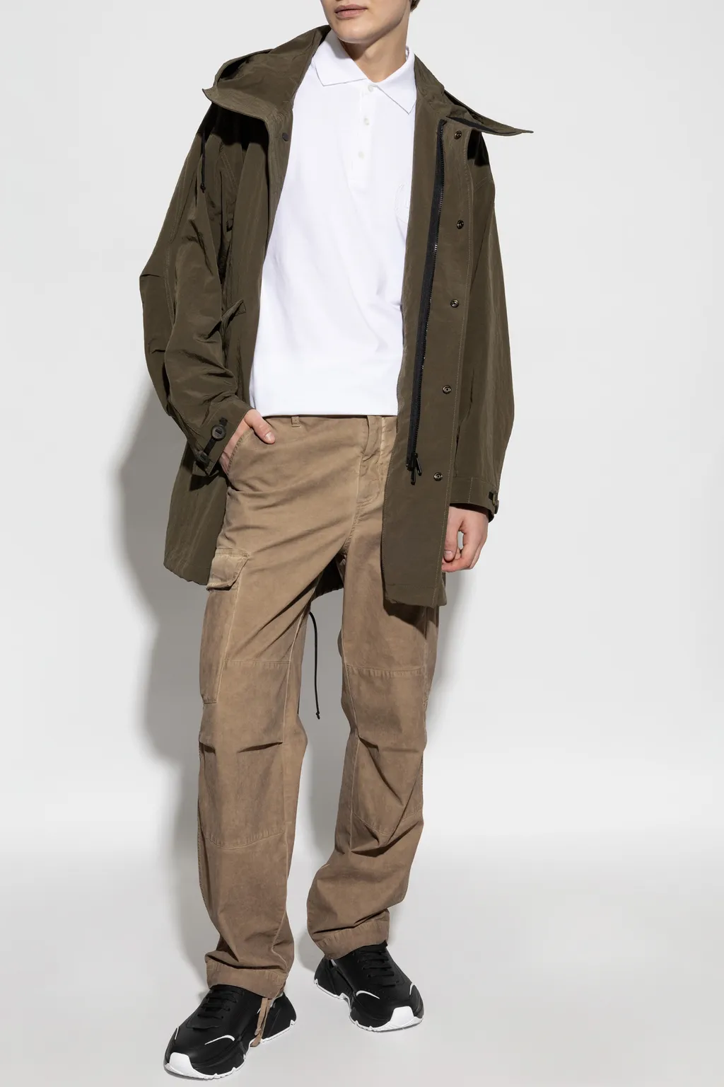 Logo Tag Drawstring Hooded Parka