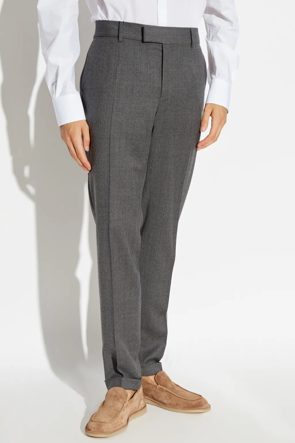 Pinstriped Turn-Up Cuff Trousers