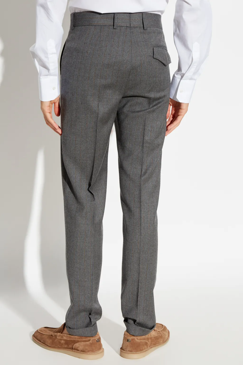 Pinstriped Turn-Up Cuff Trousers