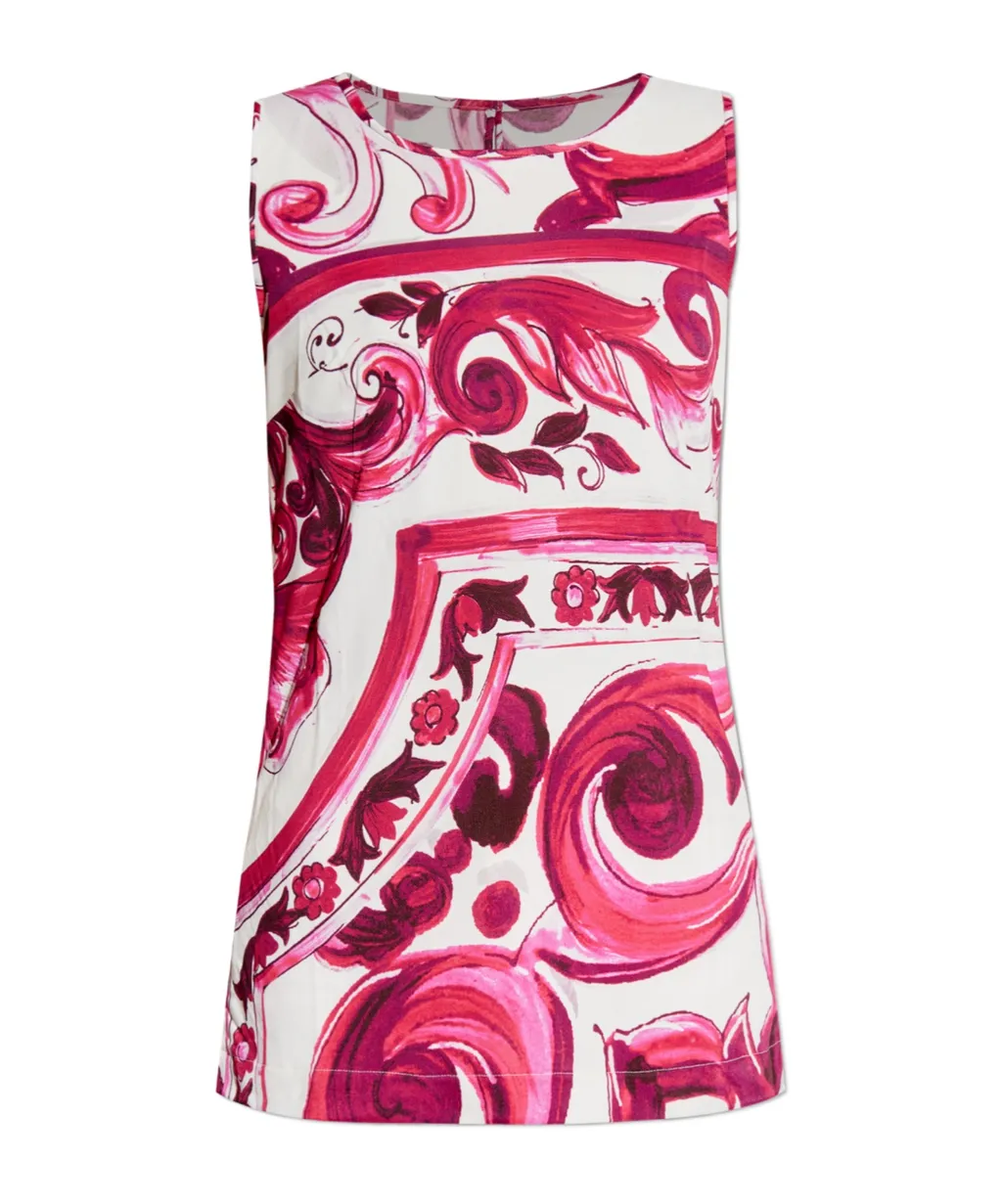 Majolica Patterned Sleeveless Top