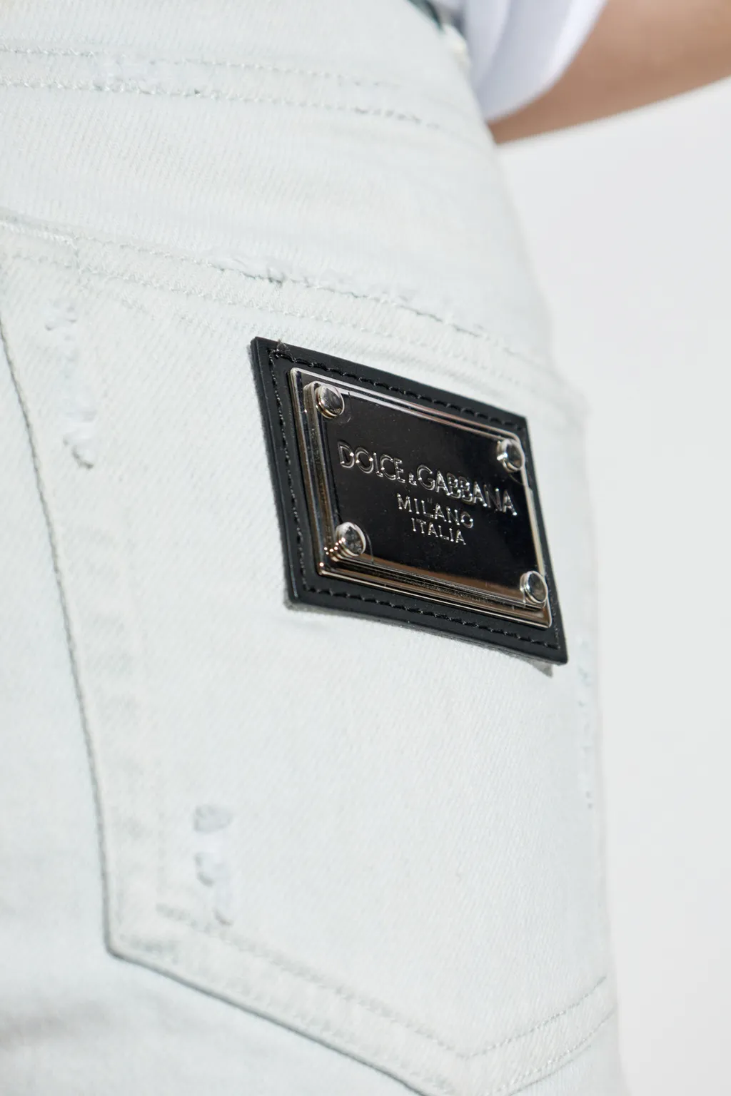 Logo Plaque Denim Shorts