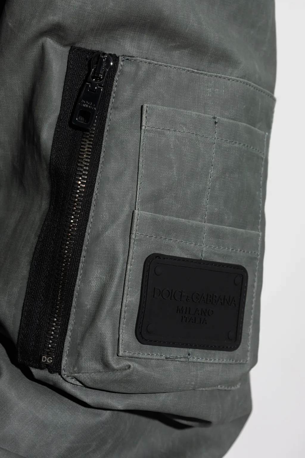 Logo Patch Zipped Bomber Jacket