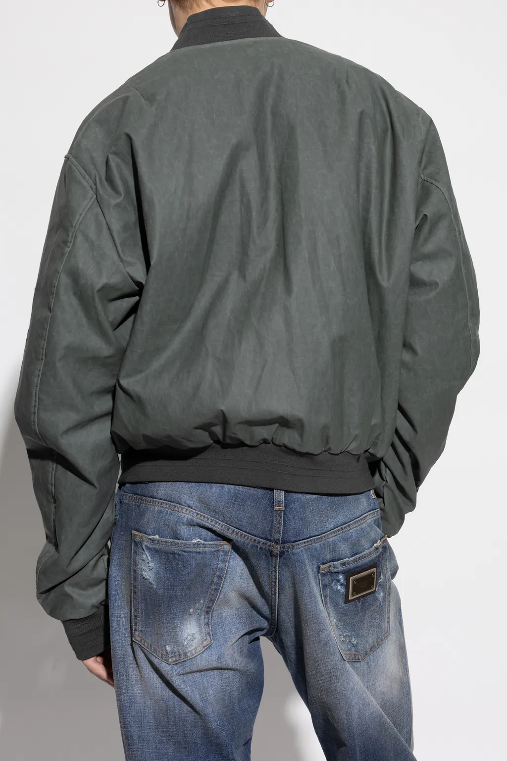 Logo Patch Zipped Bomber Jacket